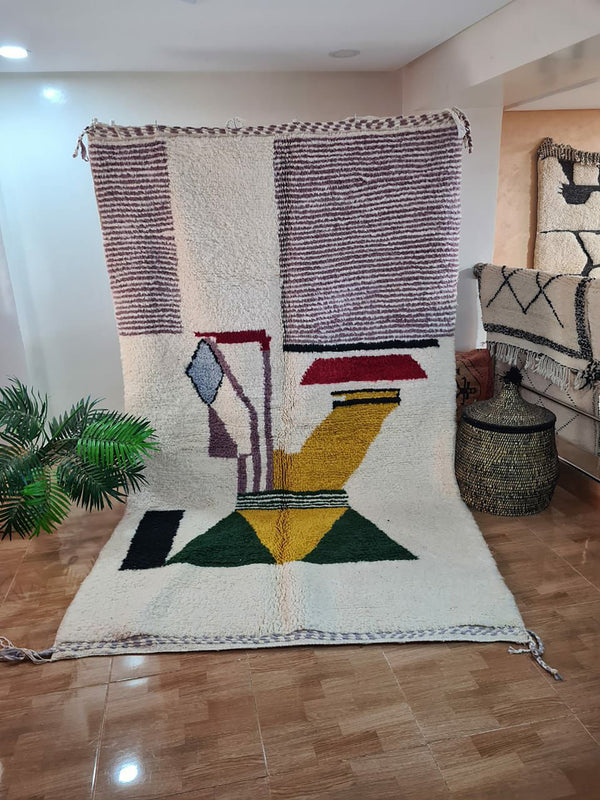 UNIQUE medium 5x8ft berber rug, Handmade Rug , medium 5x8ft Moroccan Rug, medium 5x8ft Rug, Beniourain Wool Rug, Geometric Rug, Handwoven Rug, Area Rug