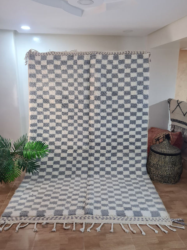 Checkered, Handmade Rug , 5x8ft Moroccan Rug, 5x8ft Rug, Beniourain Wool Rug, Geometric Rug, Handwoven Rug, Area Rug,bedroom rug,Azilal rug,Berber Rug