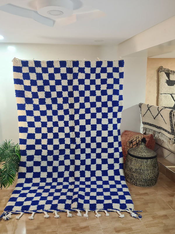 Checkered, Handmade Rug , 5x8ft Moroccan Rug, 5x8ft Rug, Beniourain Wool Rug, Geometric Rug, Handwoven Rug, Area Rug,bedroom rug,Azilal rug,Berber Rug