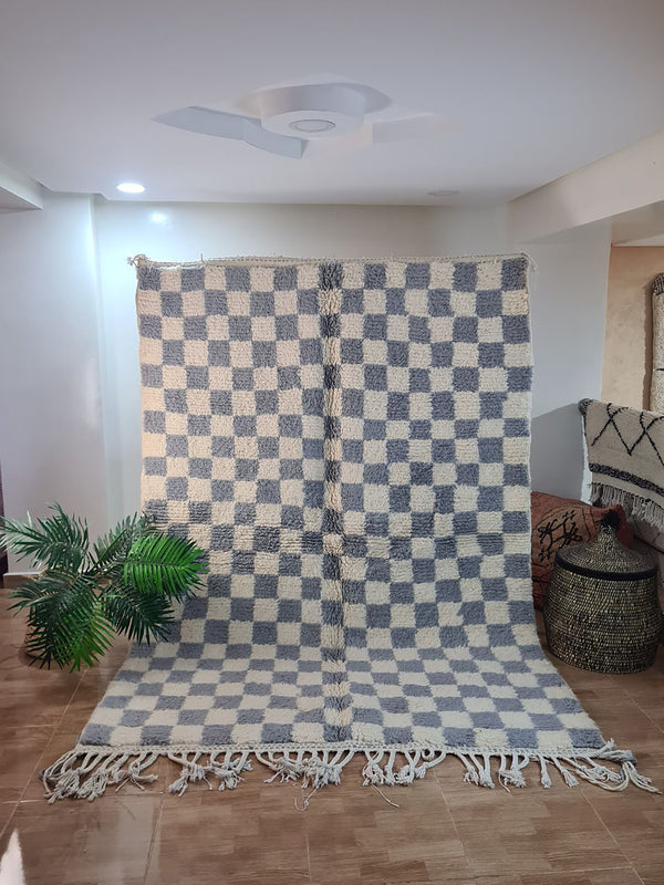 Checkered, Handmade Rug , 5x8ft Moroccan Rug, 5x8ft Rug, Beniourain Wool Rug, Geometric Rug, Handwoven Rug, Area Rug,bedroom rug,Azilal rug,Berber Rug