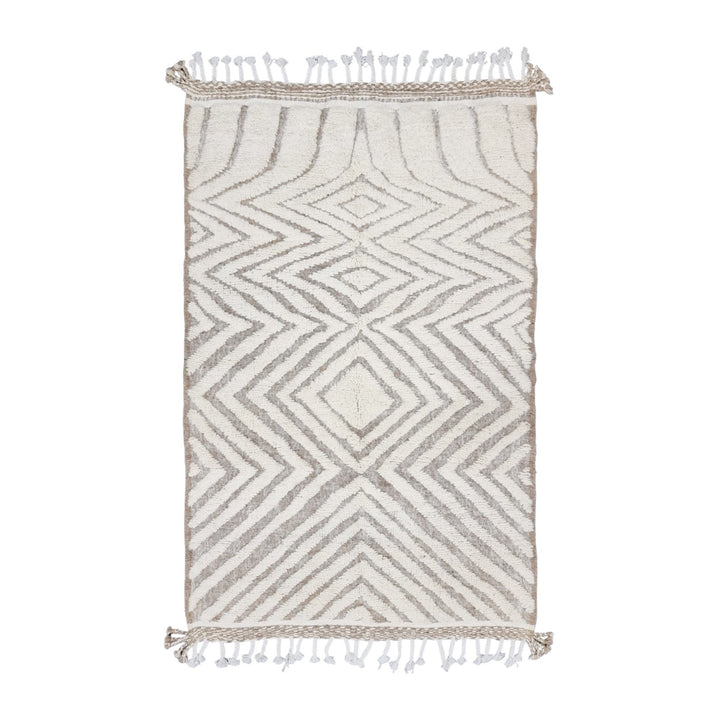 CUTE BENIOURAIN RUG, Sheep Wool Rug, Moroccan Wool Rug, White  Beige Rug, Geometric Rug Wool Rug, Handwoven Rug, Azilal Rug,Berber Area Rug