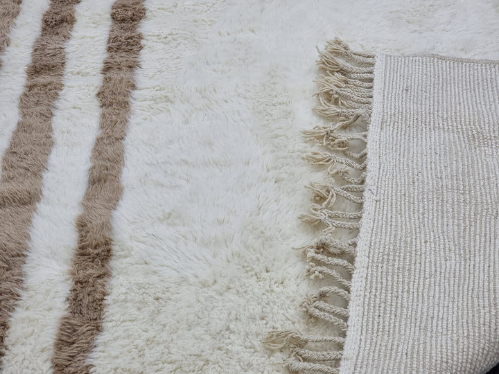 ARTISTIC BENIOURAIN RUG, Moroccan Handmade Rug, beige And White Rug, Striped Rug, Bohemian Rug, Sheep Wool Carpet, Berber Rug, Area Rug