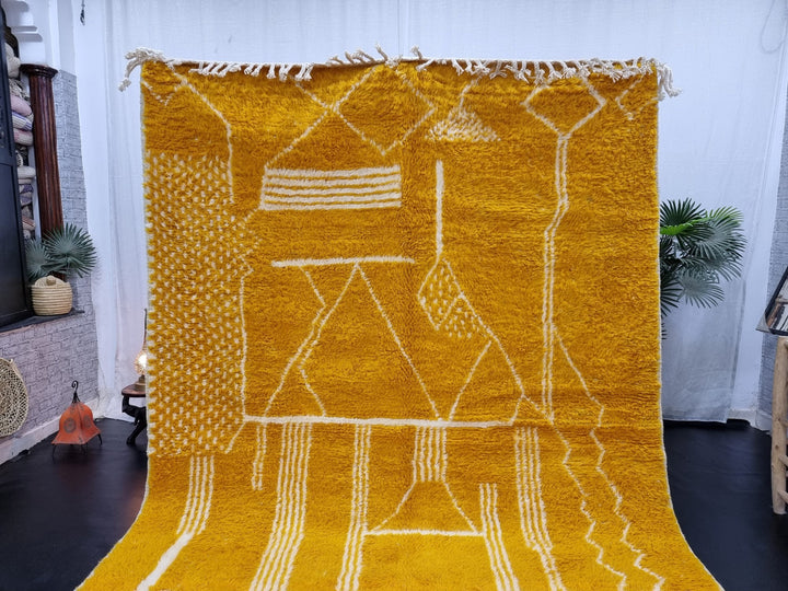 SPECTACULAR WOOL RUG For Your Living Room, Moroccan Mustard Rug Handmade From Wool of Sheep, Minimalistic Rug Inspired From Nomadic Tribes