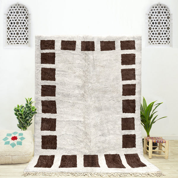 A Brown area Moroccan Berber checkerboard rug