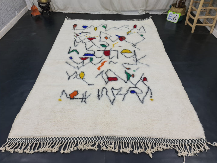 PRETTY HANDMADE RUG, Handmade Wool Rug, White Wool Rug, Tribal Rug, Moroccan Berber Rug, Sheep Wool Rug, Abstract Rug, Azilal Rug, Area Rug