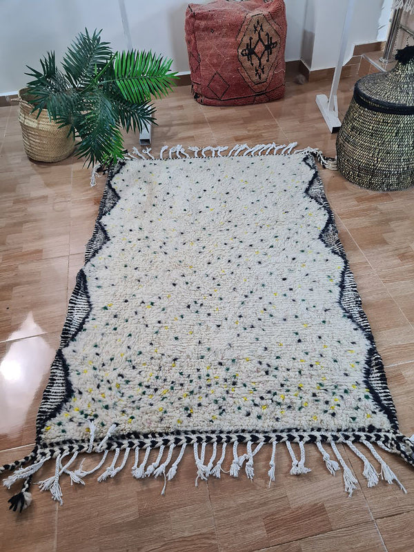 UNIQUE small berber rug, Handmade Rug , 3x5ft Moroccan Rug, 3x5ft Rug, Beniourain Wool Rug, Geometric Rug, Handwoven Rug, Area Rug