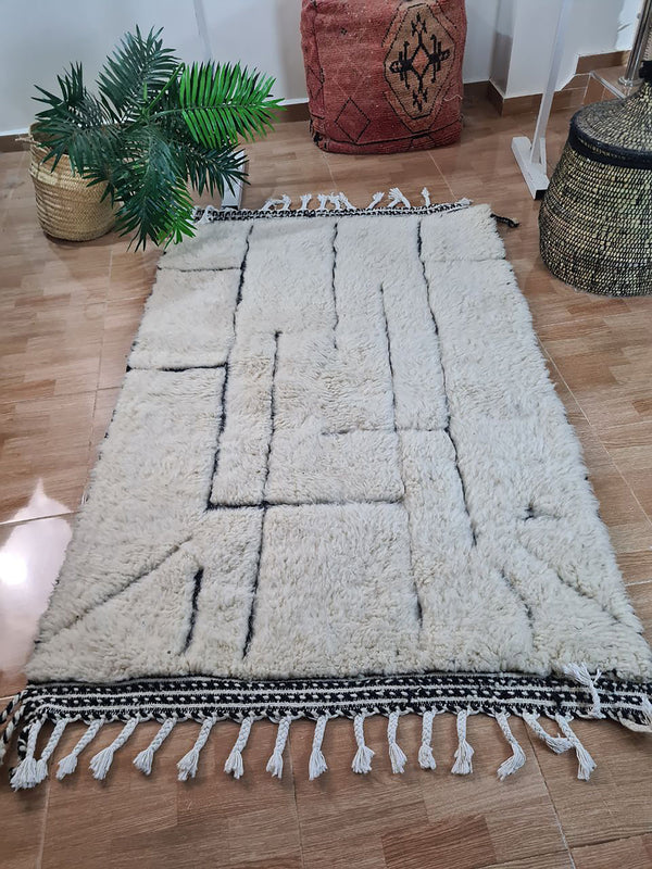 UNIQUE small berber rug, Handmade Rug , 3x5ft Moroccan Rug, 3x5ft Rug, Beniourain Wool Rug, Geometric Rug, Handwoven Rug, Area Rug